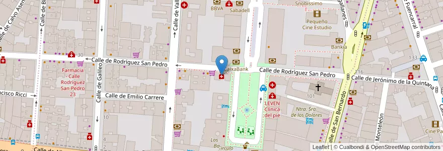 Mapa de ubicacion de Farmacia - Calle Rodríguez San Pedro 5 en スペイン, マドリード州, Comunidad De Madrid, Área Metropolitana De Madrid Y Corredor Del Henares, Madrid.