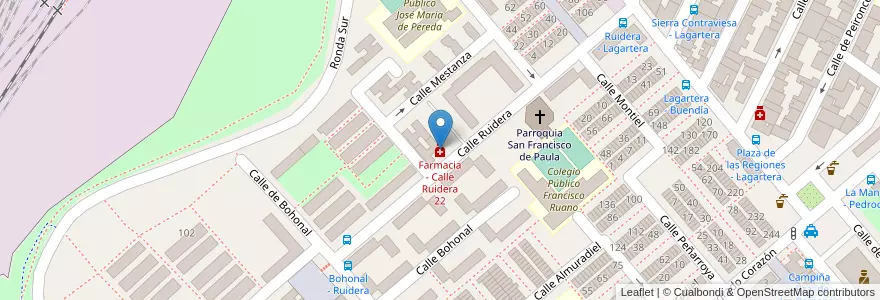 Mapa de ubicacion de Farmacia - Calle Ruidera 22 en Spanje, Comunidad De Madrid, Comunidad De Madrid, Área Metropolitana De Madrid Y Corredor Del Henares, Madrid.