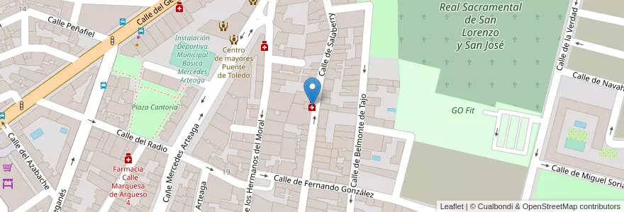 Mapa de ubicacion de Farmacia - Calle Sallaberry 40 en اسپانیا, بخش خودمختار مادرید, بخش خودمختار مادرید, Área Metropolitana De Madrid Y Corredor Del Henares, مادرید.