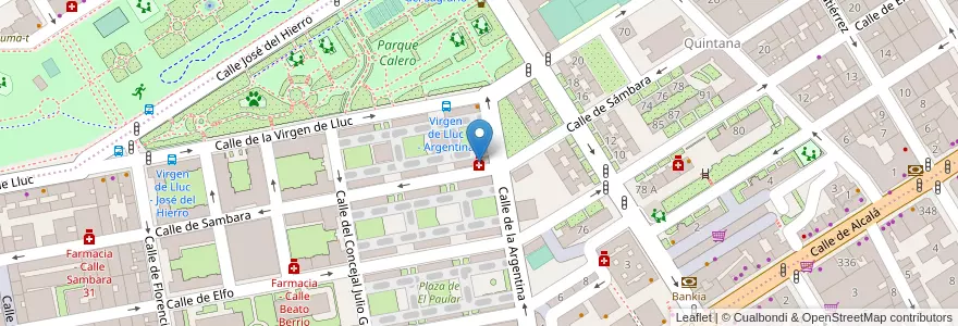 Mapa de ubicacion de Farmacia - Calle Sambara 67 en Испания, Мадрид, Мадрид, Área Metropolitana De Madrid Y Corredor Del Henares, Мадрид.