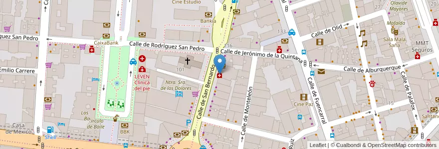Mapa de ubicacion de Farmacia - Calle San Bernardo 112 en اسپانیا, بخش خودمختار مادرید, بخش خودمختار مادرید, Área Metropolitana De Madrid Y Corredor Del Henares, مادرید.