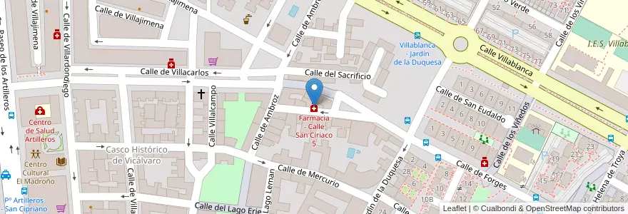 Mapa de ubicacion de Farmacia - Calle San Ciriaco 5 en إسبانيا, منطقة مدريد, منطقة مدريد, Área Metropolitana De Madrid Y Corredor Del Henares, مدريد.