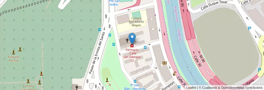 Mapa de ubicacion de Farmacia - Calle San Dámaso 12 en اسپانیا, بخش خودمختار مادرید, بخش خودمختار مادرید, Área Metropolitana De Madrid Y Corredor Del Henares, مادرید.