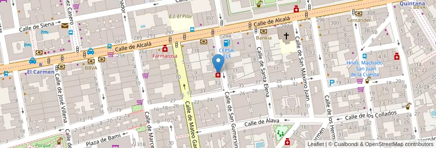 Mapa de ubicacion de Farmacia - Calle San Gumersindo 10 en Испания, Мадрид, Мадрид, Área Metropolitana De Madrid Y Corredor Del Henares, Мадрид.