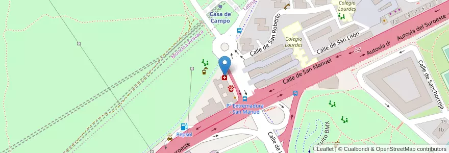 Mapa de ubicacion de Farmacia - Calle San Manuel 5 en Spain, Community Of Madrid, Community Of Madrid, Área Metropolitana De Madrid Y Corredor Del Henares, Madrid.