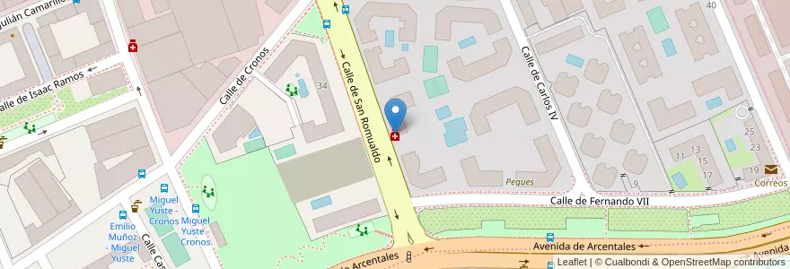 Mapa de ubicacion de Farmacia - Calle San Romualdo 51 en إسبانيا, منطقة مدريد, منطقة مدريد, Área Metropolitana De Madrid Y Corredor Del Henares, مدريد.