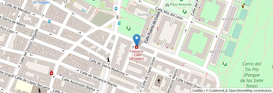Mapa de ubicacion de Farmacia - Calle San Valero 1 en Испания, Мадрид, Мадрид, Área Metropolitana De Madrid Y Corredor Del Henares, Мадрид.