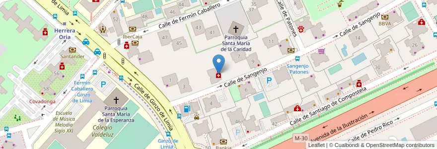 Mapa de ubicacion de Farmacia - Calle Sangenjo 5 en إسبانيا, منطقة مدريد, منطقة مدريد, Área Metropolitana De Madrid Y Corredor Del Henares, مدريد.