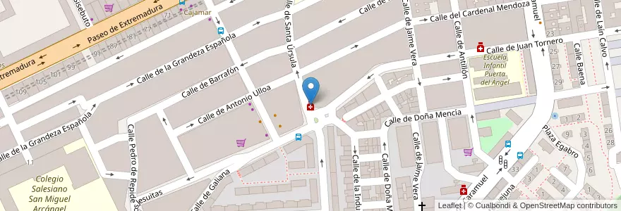 Mapa de ubicacion de Farmacia - Calle Santa Úrsula 17 en スペイン, マドリード州, Comunidad De Madrid, Área Metropolitana De Madrid Y Corredor Del Henares, Madrid.