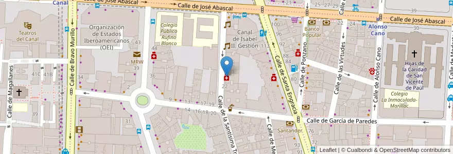 Mapa de ubicacion de Farmacia - Calle Santísima Trinidad 24 en Испания, Мадрид, Мадрид, Área Metropolitana De Madrid Y Corredor Del Henares, Мадрид.