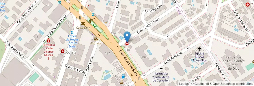 Mapa de ubicacion de Farmacia - Calle Santo Ángel 2 en 西班牙, Comunidad De Madrid, Comunidad De Madrid, Área Metropolitana De Madrid Y Corredor Del Henares, Madrid.
