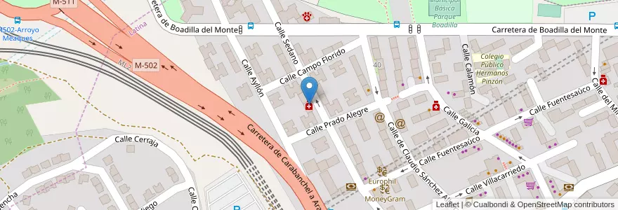 Mapa de ubicacion de Farmacia - Calle Sedano 31 en スペイン, マドリード州, Comunidad De Madrid, Área Metropolitana De Madrid Y Corredor Del Henares, Madrid.