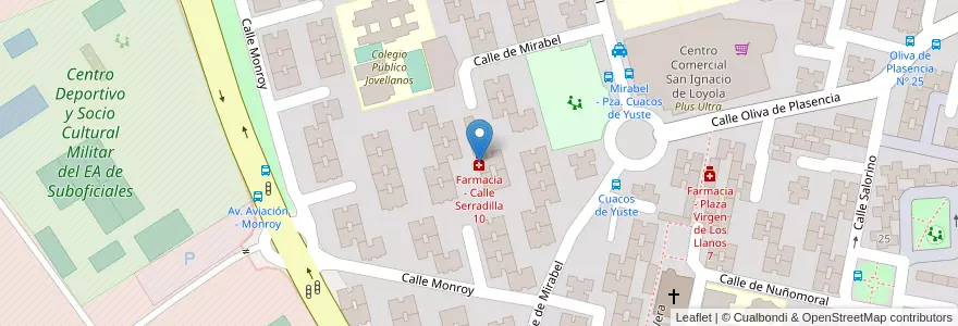 Mapa de ubicacion de Farmacia - Calle Serradilla 10 en Spain, Community Of Madrid, Community Of Madrid, Área Metropolitana De Madrid Y Corredor Del Henares, Madrid.