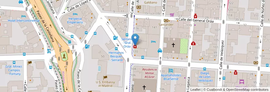 Mapa de ubicacion de Farmacia - Calle Serrano 112 en Испания, Мадрид, Мадрид, Área Metropolitana De Madrid Y Corredor Del Henares, Мадрид.