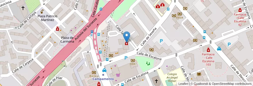 Mapa de ubicacion de Farmacia - Calle Seseña 72 en إسبانيا, منطقة مدريد, منطقة مدريد, Área Metropolitana De Madrid Y Corredor Del Henares, مدريد.