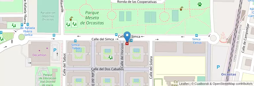 Mapa de ubicacion de Farmacia - Calle Simca 8 en اسپانیا, بخش خودمختار مادرید, بخش خودمختار مادرید, Área Metropolitana De Madrid Y Corredor Del Henares, مادرید.