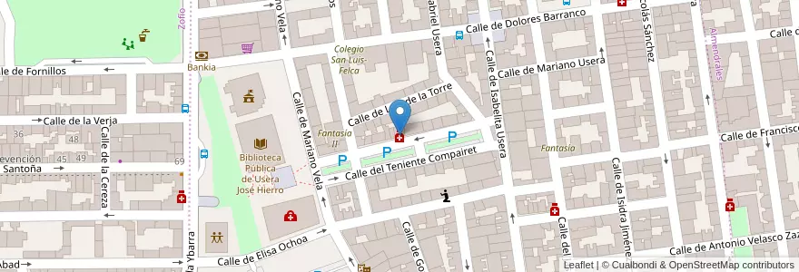 Mapa de ubicacion de Farmacia - Calle Teniente Compaired 18 en Испания, Мадрид, Мадрид, Área Metropolitana De Madrid Y Corredor Del Henares, Мадрид.