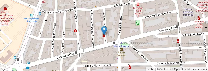 Mapa de ubicacion de Farmacia - Calle Tintas 7 en اسپانیا, بخش خودمختار مادرید, بخش خودمختار مادرید, Área Metropolitana De Madrid Y Corredor Del Henares, مادرید.