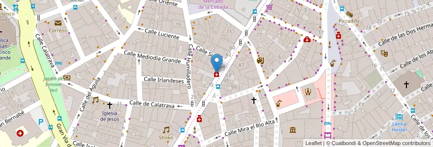 Mapa de ubicacion de Farmacia - Calle Toledo 66 en اسپانیا, بخش خودمختار مادرید, بخش خودمختار مادرید, Área Metropolitana De Madrid Y Corredor Del Henares, مادرید.