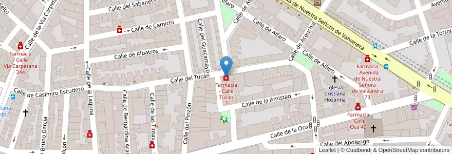 Mapa de ubicacion de Farmacia - Calle Tucán 7 en إسبانيا, منطقة مدريد, منطقة مدريد, Área Metropolitana De Madrid Y Corredor Del Henares, مدريد.