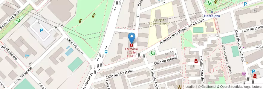 Mapa de ubicacion de Farmacia - Calle Uría 3 en 西班牙, Comunidad De Madrid, Comunidad De Madrid, Área Metropolitana De Madrid Y Corredor Del Henares, Madrid.