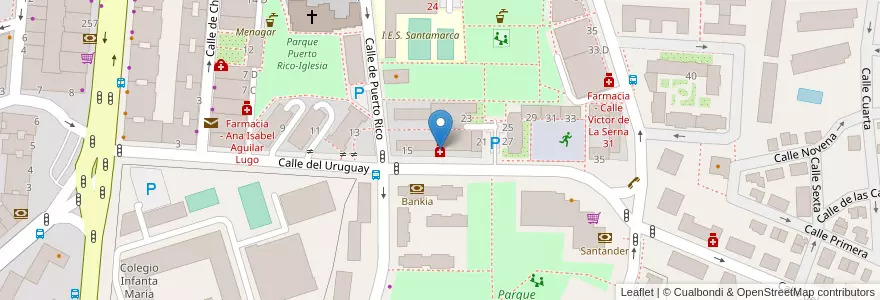 Mapa de ubicacion de Farmacia - Calle Uruguay 19 en 스페인, Comunidad De Madrid, Comunidad De Madrid, Área Metropolitana De Madrid Y Corredor Del Henares, 마드리드.