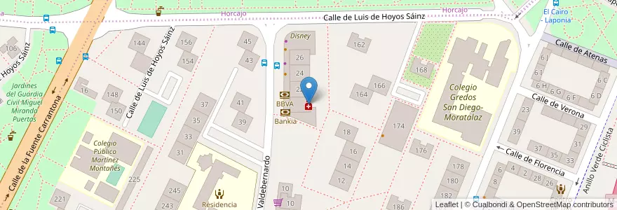 Mapa de ubicacion de Farmacia - Calle Valdebernardo 20 en اسپانیا, بخش خودمختار مادرید, بخش خودمختار مادرید, Área Metropolitana De Madrid Y Corredor Del Henares, مادرید.
