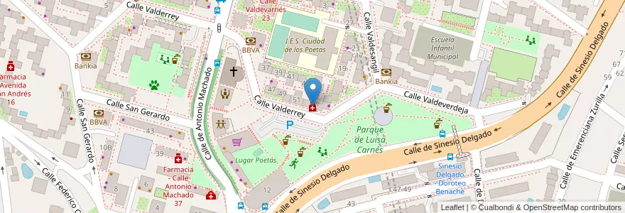 Mapa de ubicacion de Farmacia - Calle Valderrey 53 en Испания, Мадрид, Мадрид, Área Metropolitana De Madrid Y Corredor Del Henares, Мадрид.