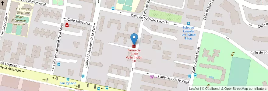 Mapa de ubicacion de Farmacia - Calle Valle Inclán 58 en スペイン, マドリード州, Comunidad De Madrid, Área Metropolitana De Madrid Y Corredor Del Henares, Madrid.