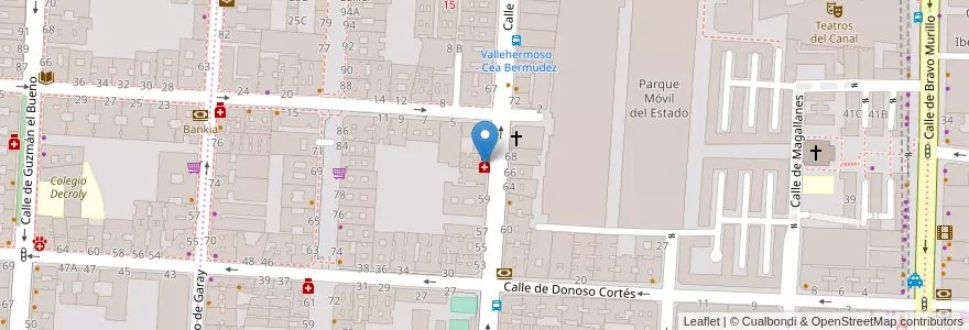 Mapa de ubicacion de Farmacia - Calle Vallehermoso 63 en إسبانيا, منطقة مدريد, منطقة مدريد, Área Metropolitana De Madrid Y Corredor Del Henares, مدريد.
