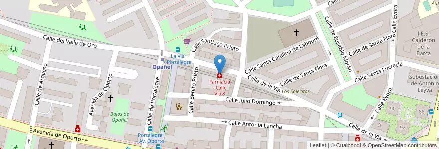 Mapa de ubicacion de Farmacia - Calle Vía 8 en إسبانيا, منطقة مدريد, منطقة مدريد, Área Metropolitana De Madrid Y Corredor Del Henares, مدريد.