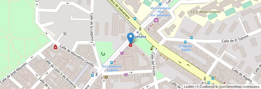 Mapa de ubicacion de Farmacia - Calle Vía Carpetana 141 en 西班牙, Comunidad De Madrid, Comunidad De Madrid, Área Metropolitana De Madrid Y Corredor Del Henares, Madrid.