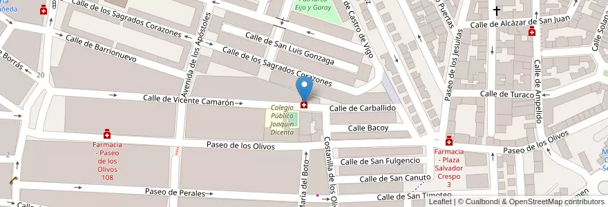 Mapa de ubicacion de Farmacia - Calle Vicente Camarón 6 en Испания, Мадрид, Мадрид, Área Metropolitana De Madrid Y Corredor Del Henares, Мадрид.