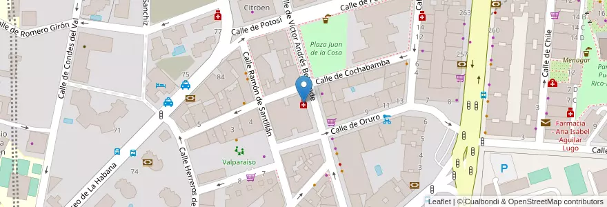 Mapa de ubicacion de Farmacia - Calle Víctor Andrés Belaunde 23 en إسبانيا, منطقة مدريد, منطقة مدريد, Área Metropolitana De Madrid Y Corredor Del Henares, مدريد.