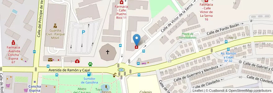 Mapa de ubicacion de Farmacia - Calle Víctor de La Serna 1 en إسبانيا, منطقة مدريد, منطقة مدريد, Área Metropolitana De Madrid Y Corredor Del Henares, مدريد.