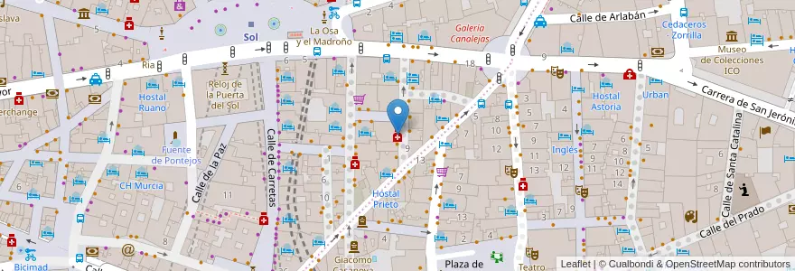 Mapa de ubicacion de Farmacia - Calle Victoria 6 en Испания, Мадрид, Мадрид, Área Metropolitana De Madrid Y Corredor Del Henares, Мадрид.