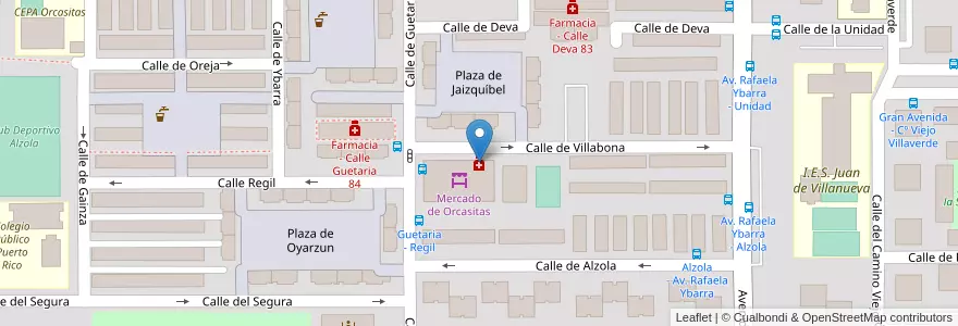 Mapa de ubicacion de Farmacia - Calle Villabona 2 en España, Comunidad De Madrid, Comunidad De Madrid, Área Metropolitana De Madrid Y Corredor Del Henares, Madrid.