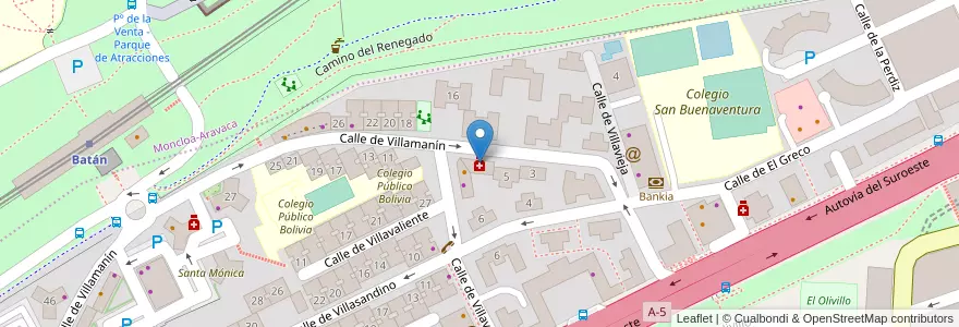 Mapa de ubicacion de Farmacia - Calle Villamanín 7 en Espanha, Comunidade De Madrid, Comunidade De Madrid, Área Metropolitana De Madrid Y Corredor Del Henares, Madrid.