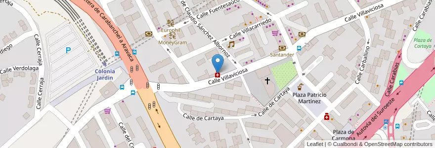 Mapa de ubicacion de Farmacia - Calle Villaviciosa 46 en Испания, Мадрид, Мадрид, Área Metropolitana De Madrid Y Corredor Del Henares, Мадрид.
