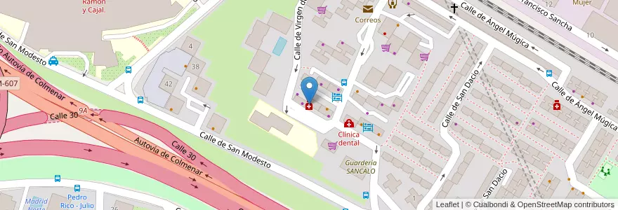 Mapa de ubicacion de Farmacia - Calle Virgen de Aránzazu 11 en 스페인, Comunidad De Madrid, Comunidad De Madrid, Área Metropolitana De Madrid Y Corredor Del Henares, 마드리드.