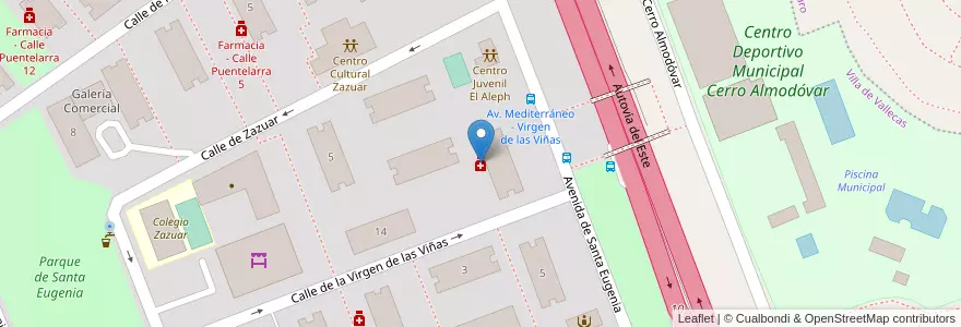 Mapa de ubicacion de Farmacia - Calle Virgen de Las Viñas 4 en 스페인, Comunidad De Madrid, Comunidad De Madrid, Área Metropolitana De Madrid Y Corredor Del Henares, 마드리드.