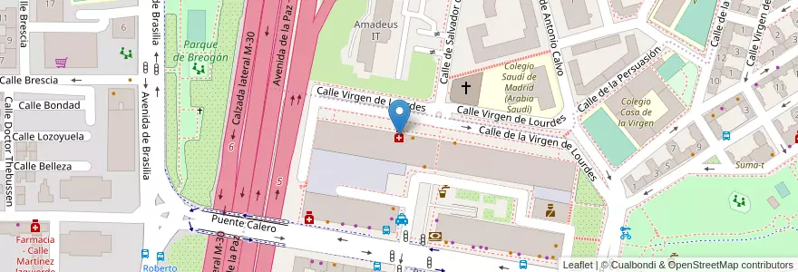 Mapa de ubicacion de Farmacia - Calle Virgen de Lourdes 14 en Испания, Мадрид, Мадрид, Área Metropolitana De Madrid Y Corredor Del Henares, Мадрид.