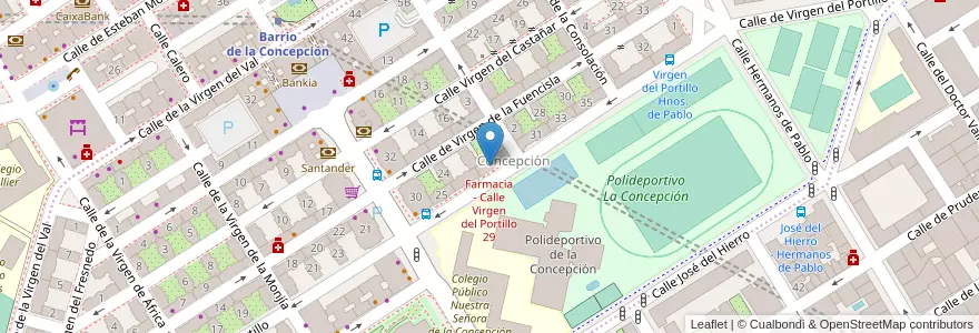 Mapa de ubicacion de Farmacia - Calle Virgen del Portillo 29 en Испания, Мадрид, Мадрид, Área Metropolitana De Madrid Y Corredor Del Henares, Мадрид.