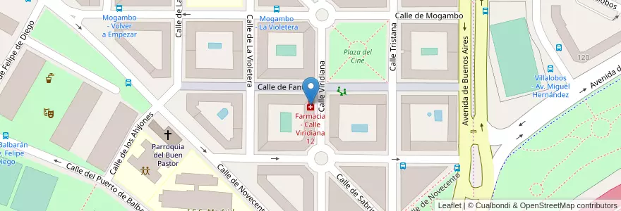 Mapa de ubicacion de Farmacia - Calle Viridiana 12 en 西班牙, Comunidad De Madrid, Comunidad De Madrid, Área Metropolitana De Madrid Y Corredor Del Henares, Madrid.