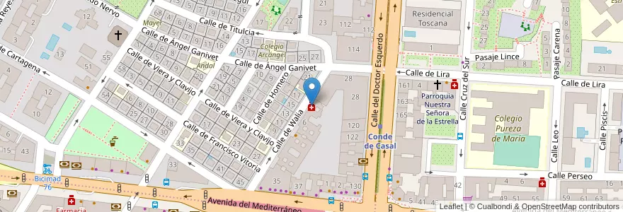 Mapa de ubicacion de Farmacia - Calle Walia 6 en Spain, Community Of Madrid, Community Of Madrid, Área Metropolitana De Madrid Y Corredor Del Henares, Madrid.