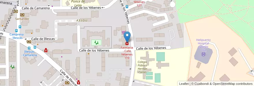 Mapa de ubicacion de Farmacia - Calle Yébenes 110 en Испания, Мадрид, Мадрид, Área Metropolitana De Madrid Y Corredor Del Henares, Мадрид.