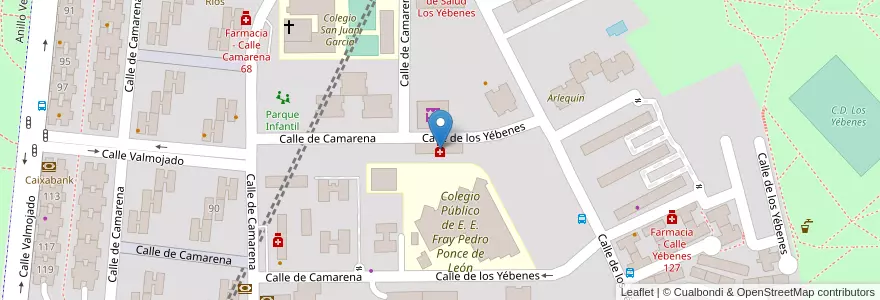 Mapa de ubicacion de Farmacia - Calle Yébenes 72 en Spanien, Autonome Gemeinschaft Madrid, Autonome Gemeinschaft Madrid, Área Metropolitana De Madrid Y Corredor Del Henares, Madrid.