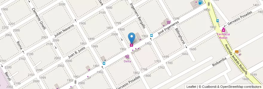 Mapa de ubicacion de Farmacia Carderos en Argentinië, Buenos Aires, Partido De San Isidro, Beccar.