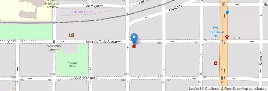 Mapa de ubicacion de Farmacia Carignani en 아르헨티나, La Pampa, Municipio De Santa Rosa, Departamento Capital, Santa Rosa.