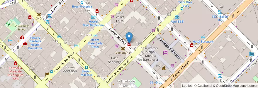 Mapa de ubicacion de Farmàcia Carles Riba en Spanje, Catalonië, Barcelona, Barcelonès, Barcelona.